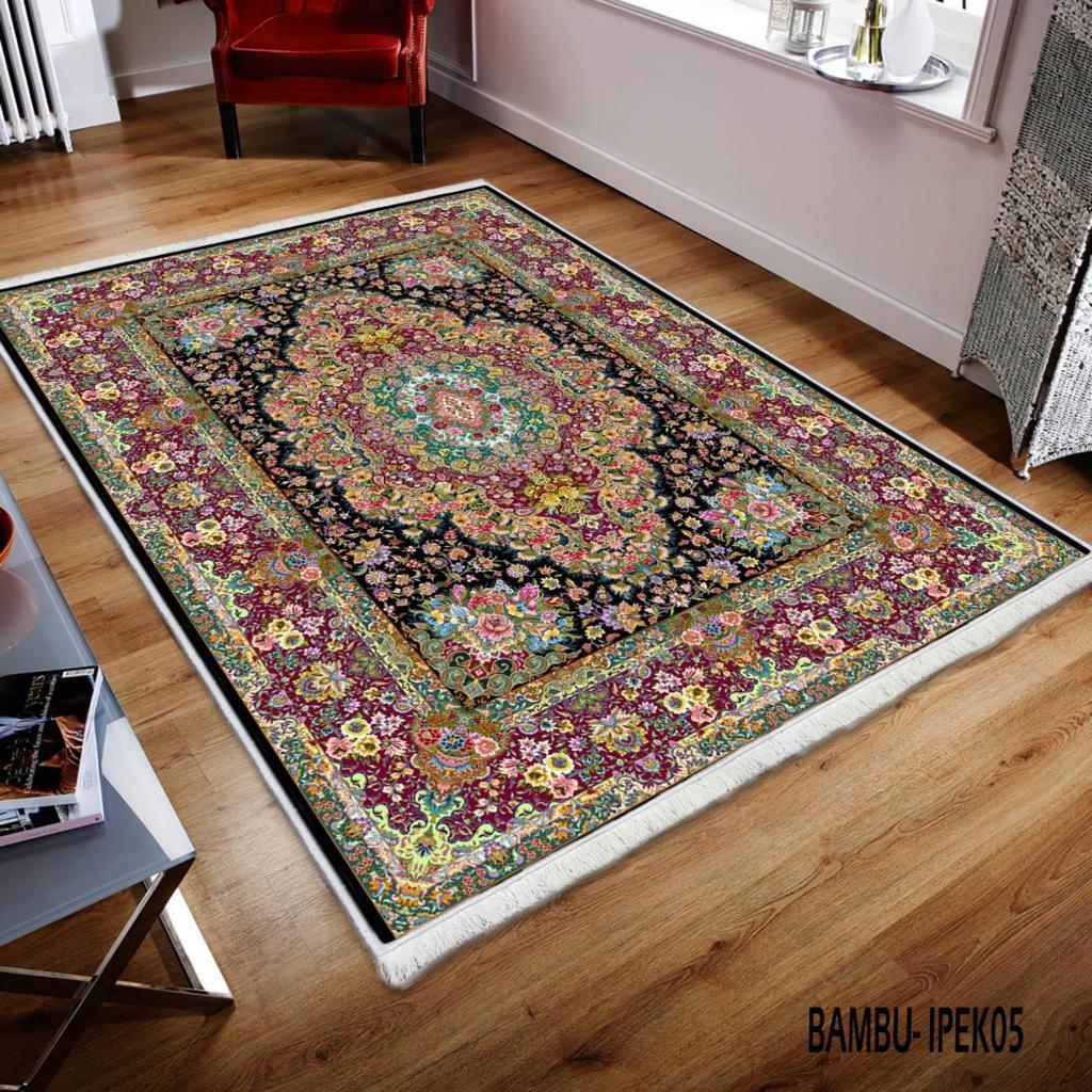 Waschbarer Bambusteppich mit floralem Muster, ideal für Wohnzimmer, in vielen Farben und Größen erhältlich