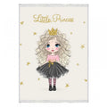 Waschbarer Teppich mit Little Princess Motiv, goldene Sterne, rosa und schwarz