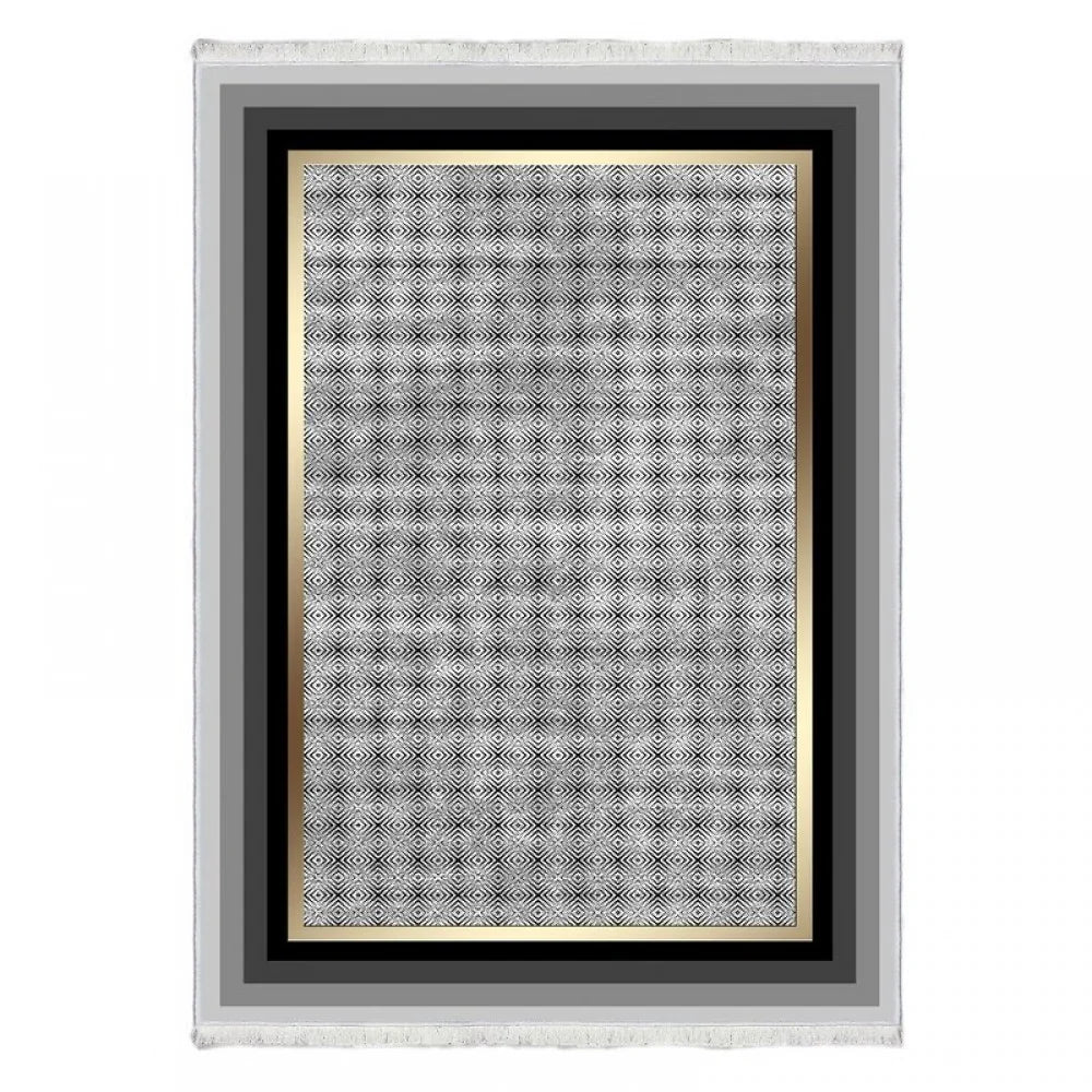 Waschbarer Teppich 829 | Dezent & Luxuriös  | Grau & Gold