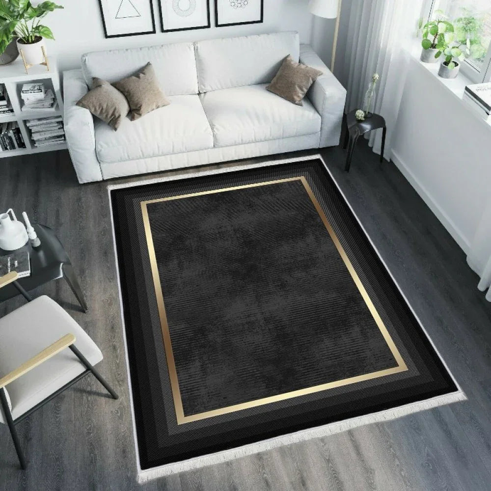 Waschbarer Teppich 831 | Glamour & Kontrast | Schwarz & Gold