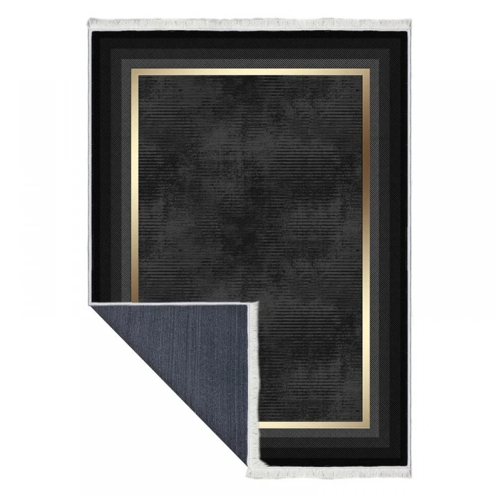 Waschbarer Teppich 831 | Glamour & Kontrast | Schwarz & Gold