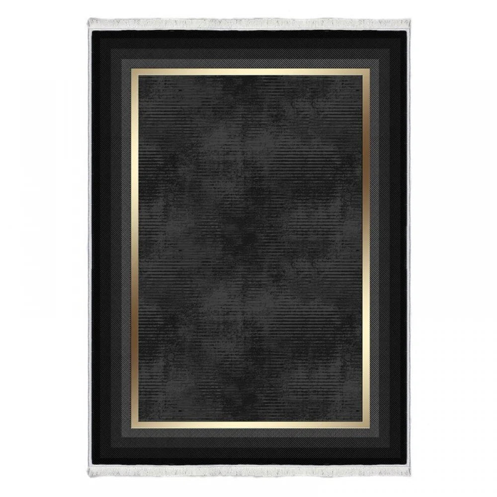 Waschbarer Teppich 831 | Glamour & Kontrast | Schwarz & Gold