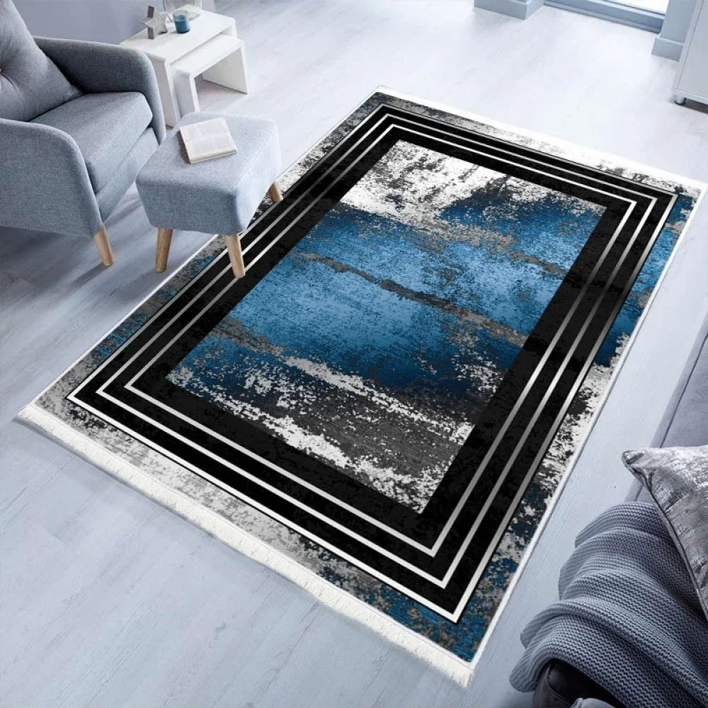 Waschbarer Teppich 869 | Modern & Elegant | Blau-Grau