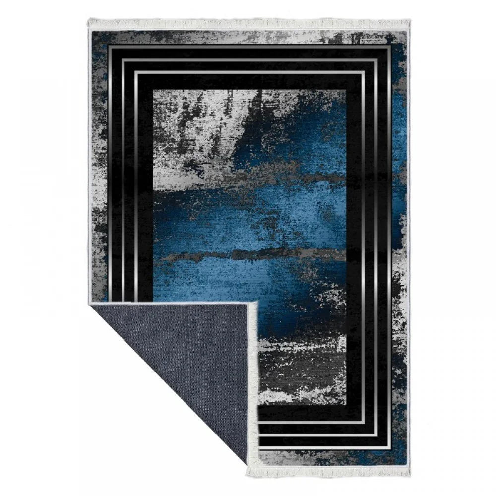 Waschbarer Teppich 869 | Modern & Elegant | Blau-Grau