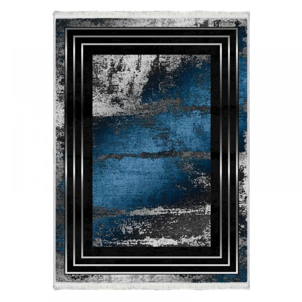 Waschbarer Teppich 869 | Modern & Elegant | Blau-Grau